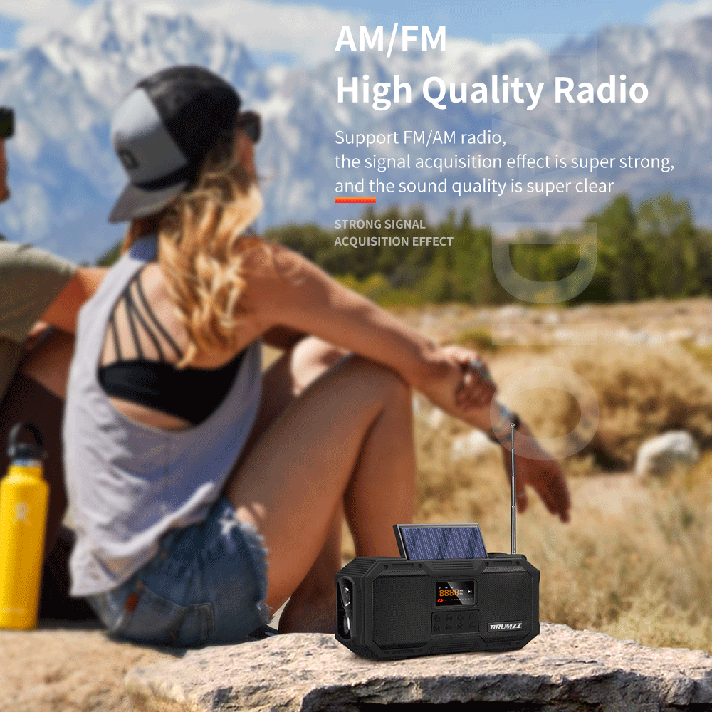 DRUMZZ Trek 600 - Multifunctional Hand Crank Radio Bluetooth Speaker