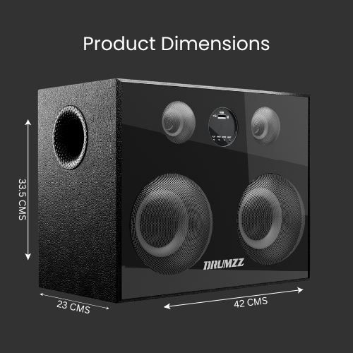 DRUMZZ Eckowoods IV Bluetooth Home Audio Speaker with HDMI ARC, Wireless Karaoke Mic, FM Radio, USB Playback & Powerful Bass (Dual 6.5” Subwoofers)