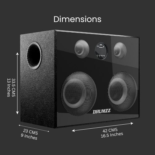DRUMZZ Eckowoods IV Bluetooth Home Audio Speaker with HDMI ARC, Wireless Karaoke Mic, FM Radio, USB Playback & Powerful Bass (Dual 6.5” Subwoofers)