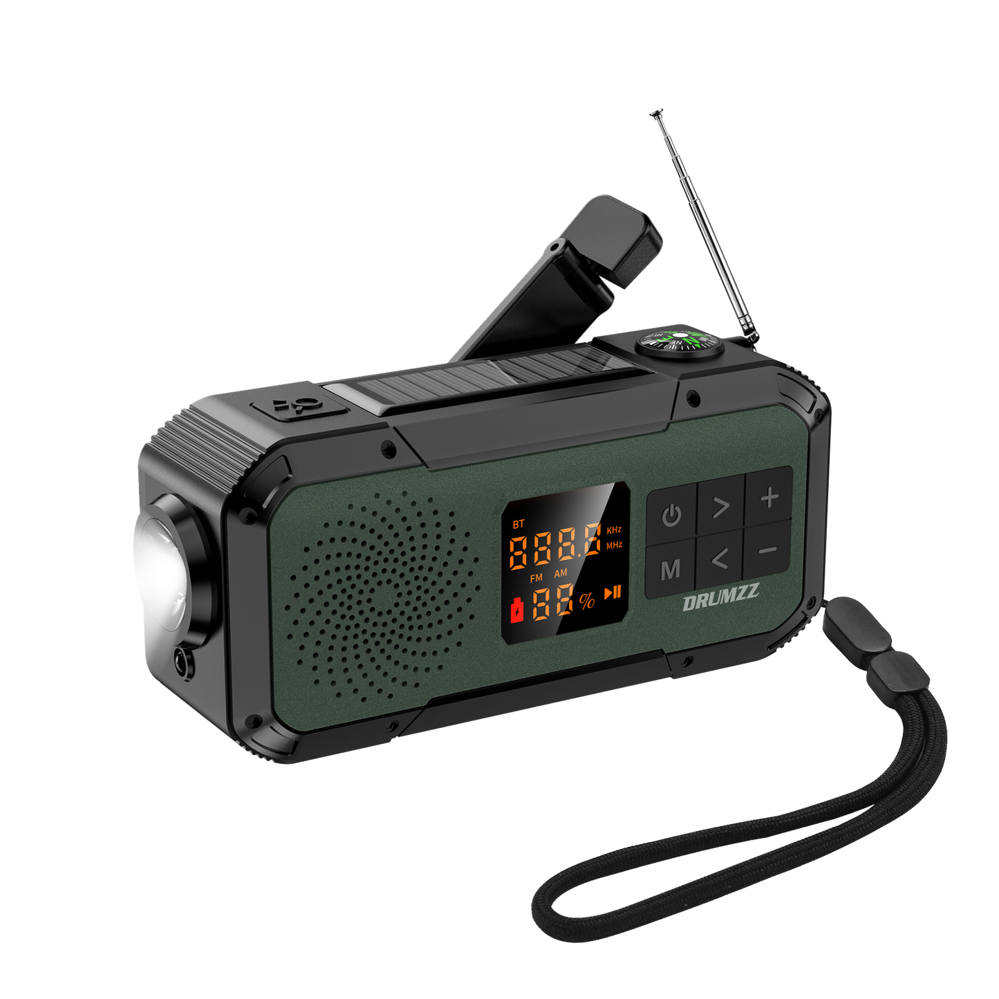 DRUMZZ Trek 200 - Multifunctional Hand Crank Radio Bluetooth Speaker