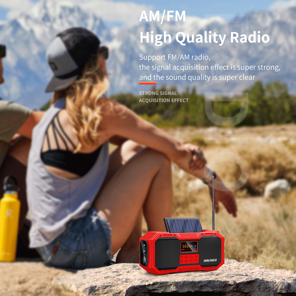 DRUMZZ Trek 600 - Multifunctional Hand Crank Radio Bluetooth Speaker