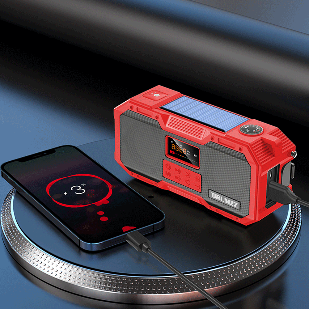 DRUMZZ Trek 600 - Multifunctional Hand Crank Radio Bluetooth Speaker