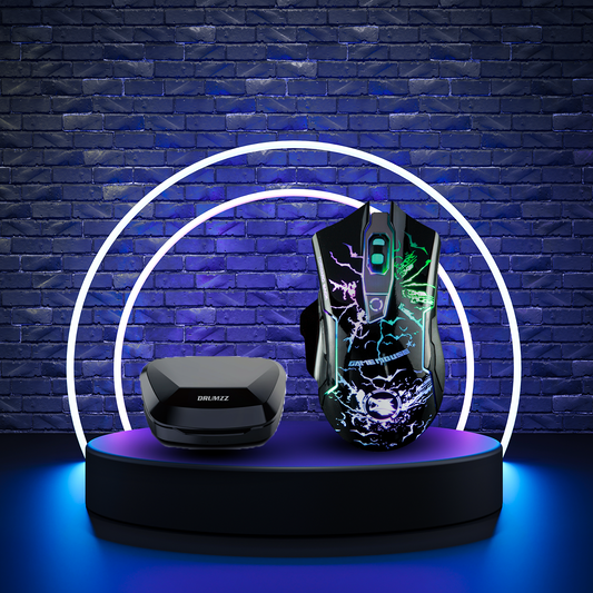 DRUMZZ BUZ TWS EARBUDS + COLORCLICK GAMING MOUSE WITH RGB LIGHTS