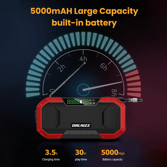 DRUMZZ Trek 400 - Multifunctional Hand Crank Radio Bluetooth Speaker