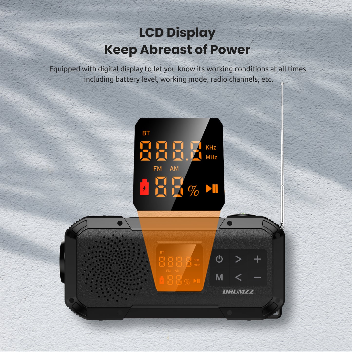 DRUMZZ Trek 200 - Multifunctional Hand Crank Radio Bluetooth Speaker