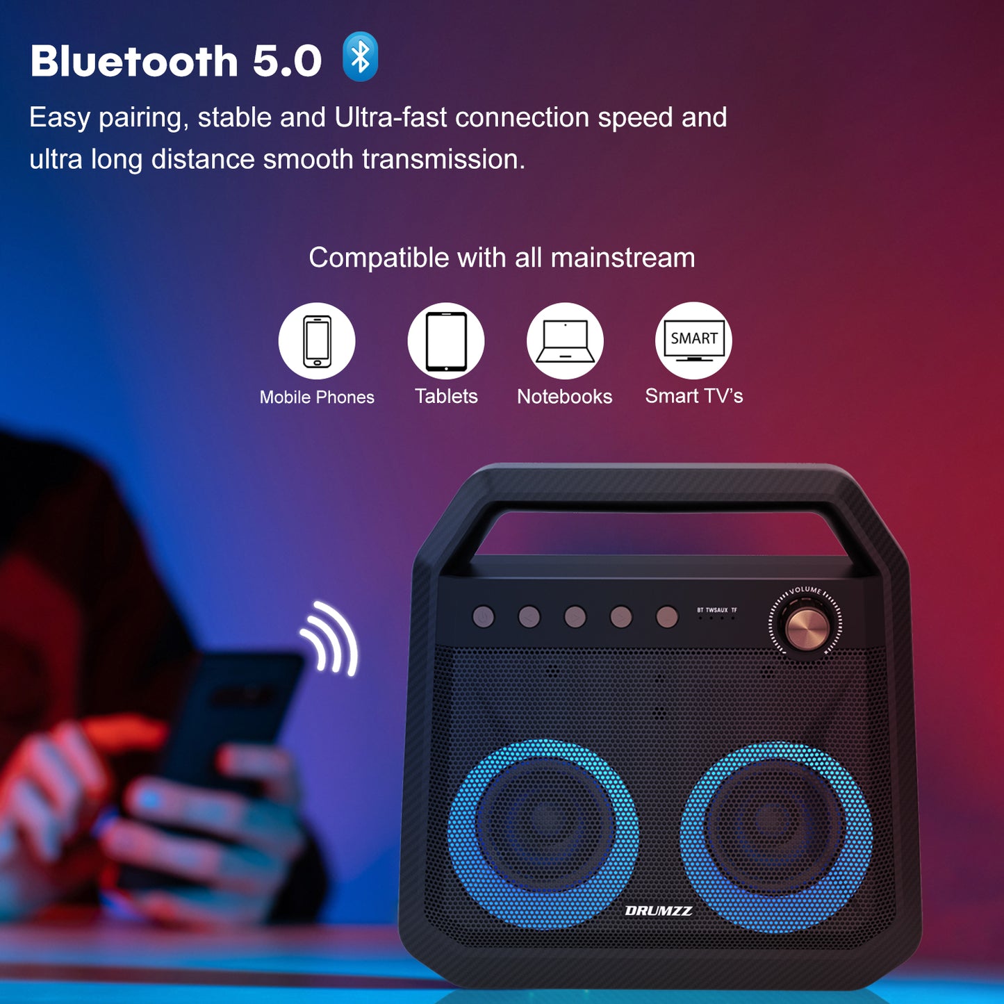 DRUMZZ Theater 40W Bluetooth Speaker with RGB lights