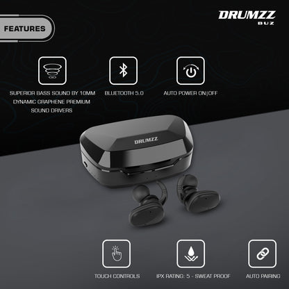 DRUMZZ BUZ TWS EARBUDS + COLORCLICK GAMING MOUSE WITH RGB LIGHTS