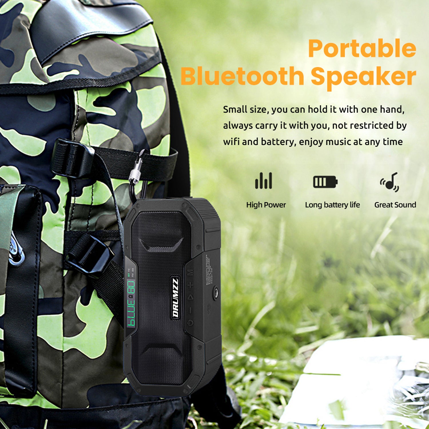 portable bluetooth speaker for hilking, trail walks, treking, 